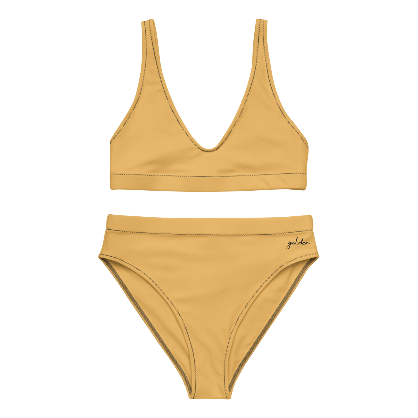 Recycled high-waisted bikini inspired by, “Golden.”