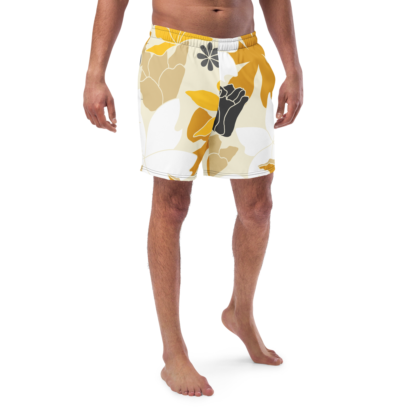 Men's swim trunks inspired by, “Flowers.”