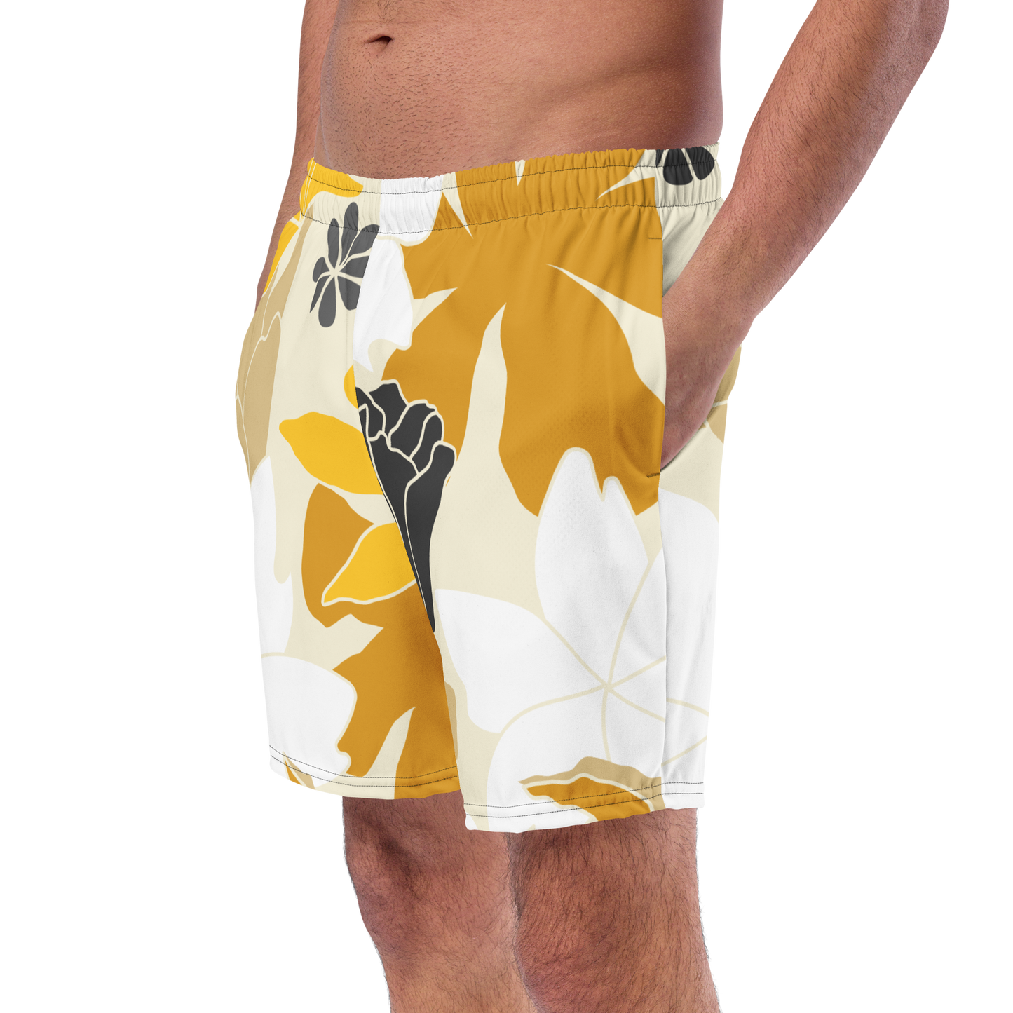 Men's swim trunks inspired by, “Flowers.”