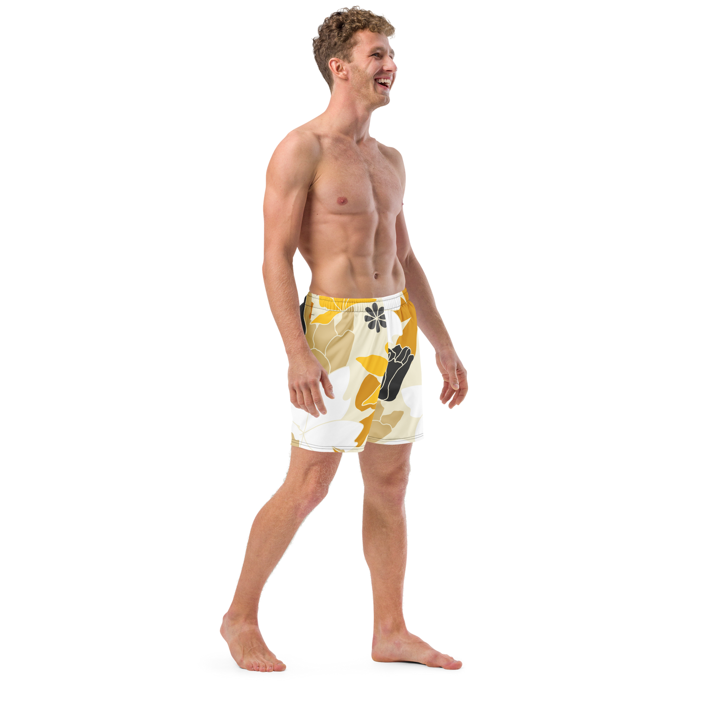 Men's swim trunks inspired by, “Flowers.”