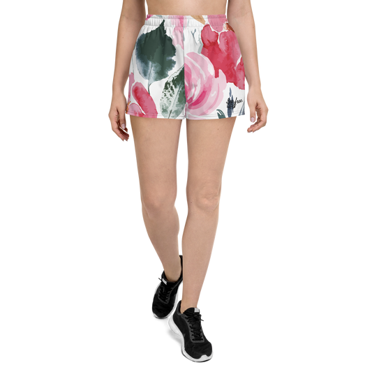 Women’s Recycled Athletic Shorts inspired by, “Flowers.”