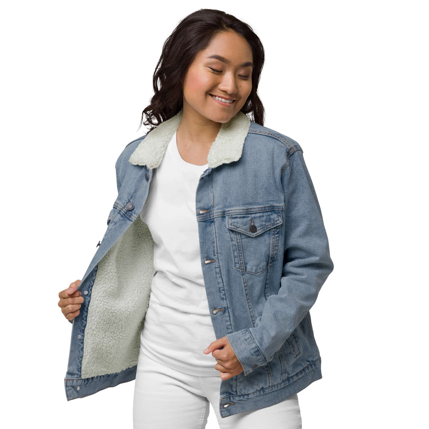 Unisex denim sherpa jacket inspired by, “Freed.”