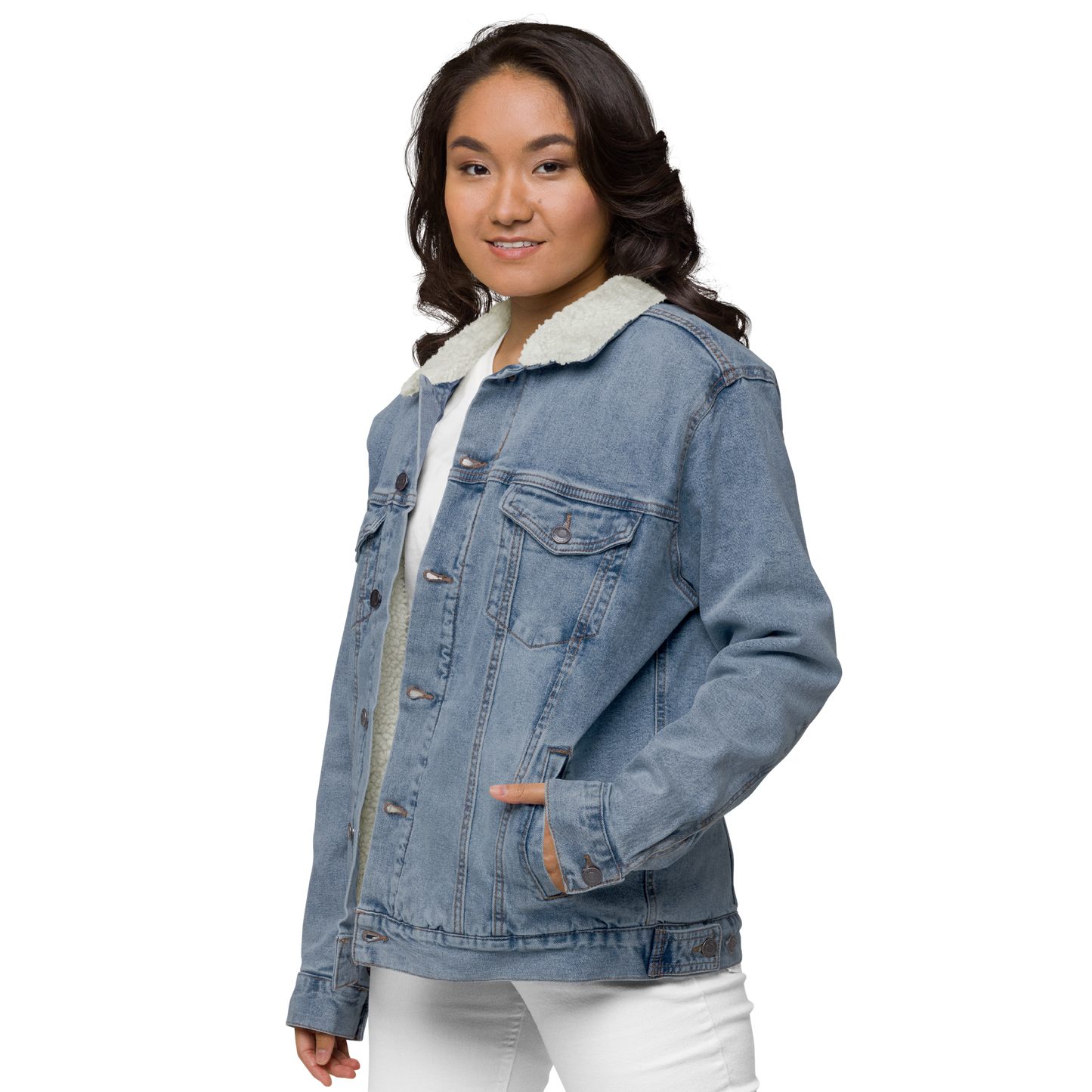 Unisex denim sherpa jacket inspired by, “Freed.”