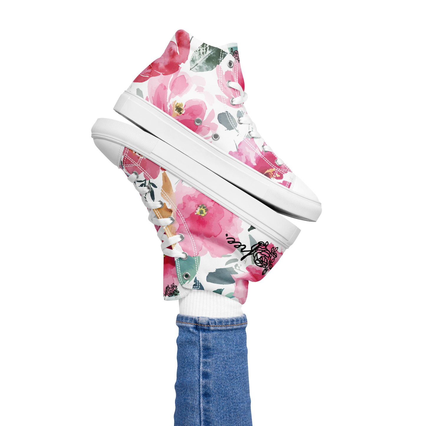 Women’s high top canvas shoes inspired by, “Flowers.”