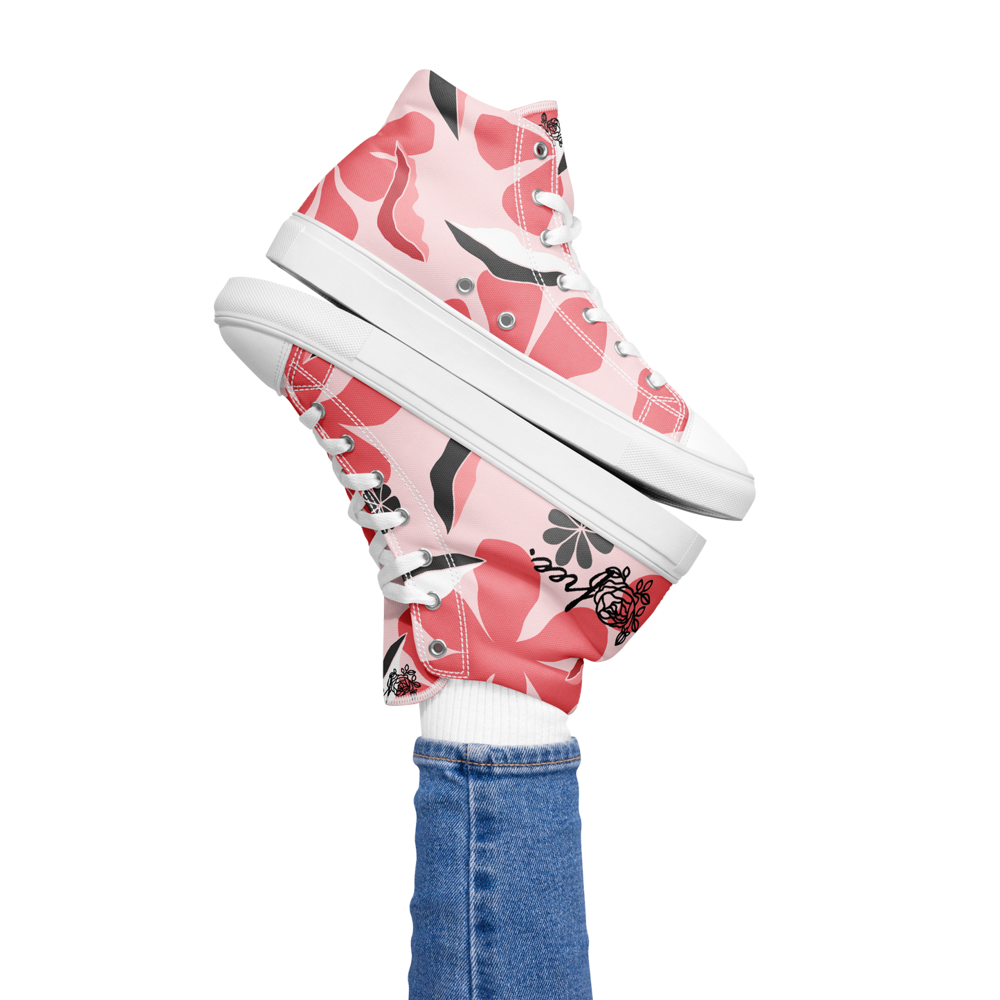 Women’s high top canvas shoes inspired by, “Flowers.”