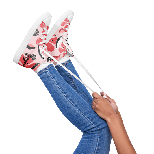 Women’s high top canvas shoes inspired by, “Flowers.”